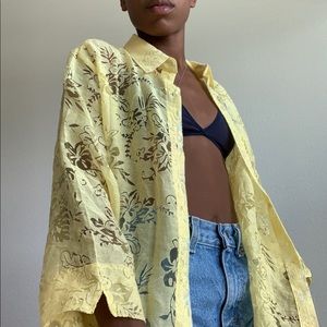 Yellow See-through Button Up